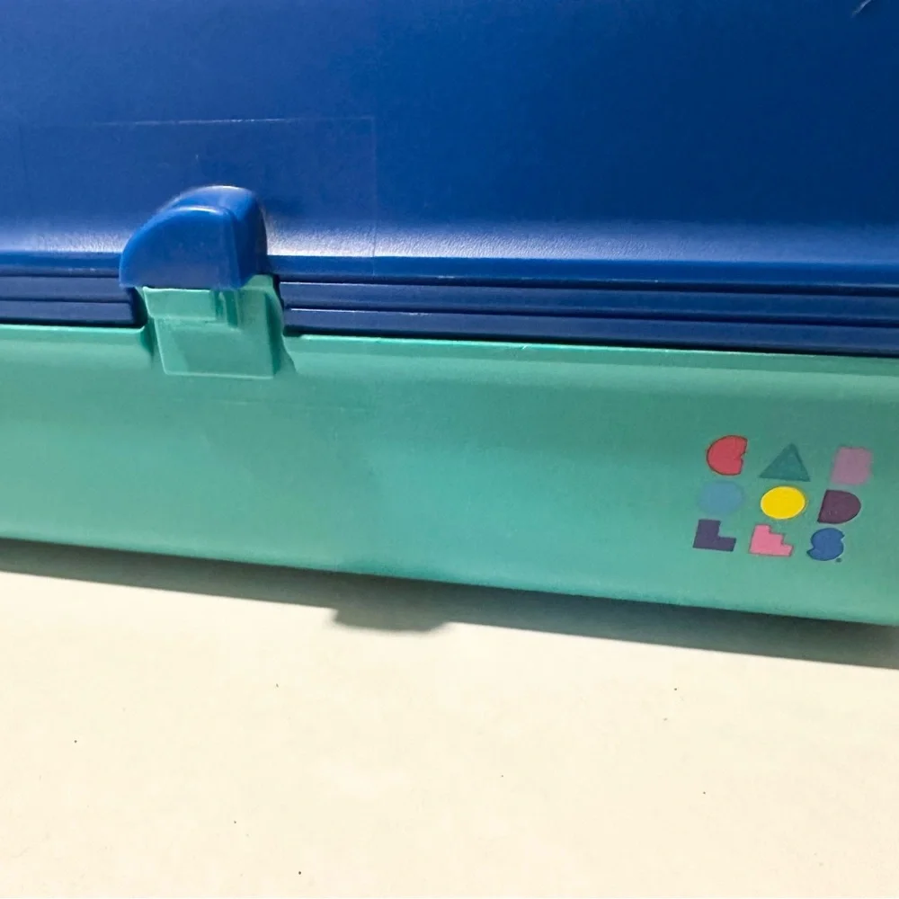 Vintage Cali Caboodle Blue Teal Pink Makeup Case Organize Sliding Tray 2602